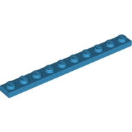 Lego destička 1x10, azurová tmavá (6151666)
